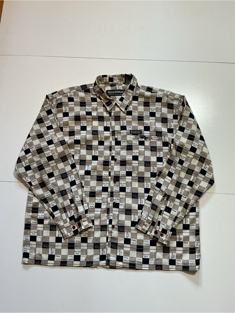 Vintage 90s Y2K 2000s Pelle Pelle Marc Buchanan All Over Print L/S Button Shirt